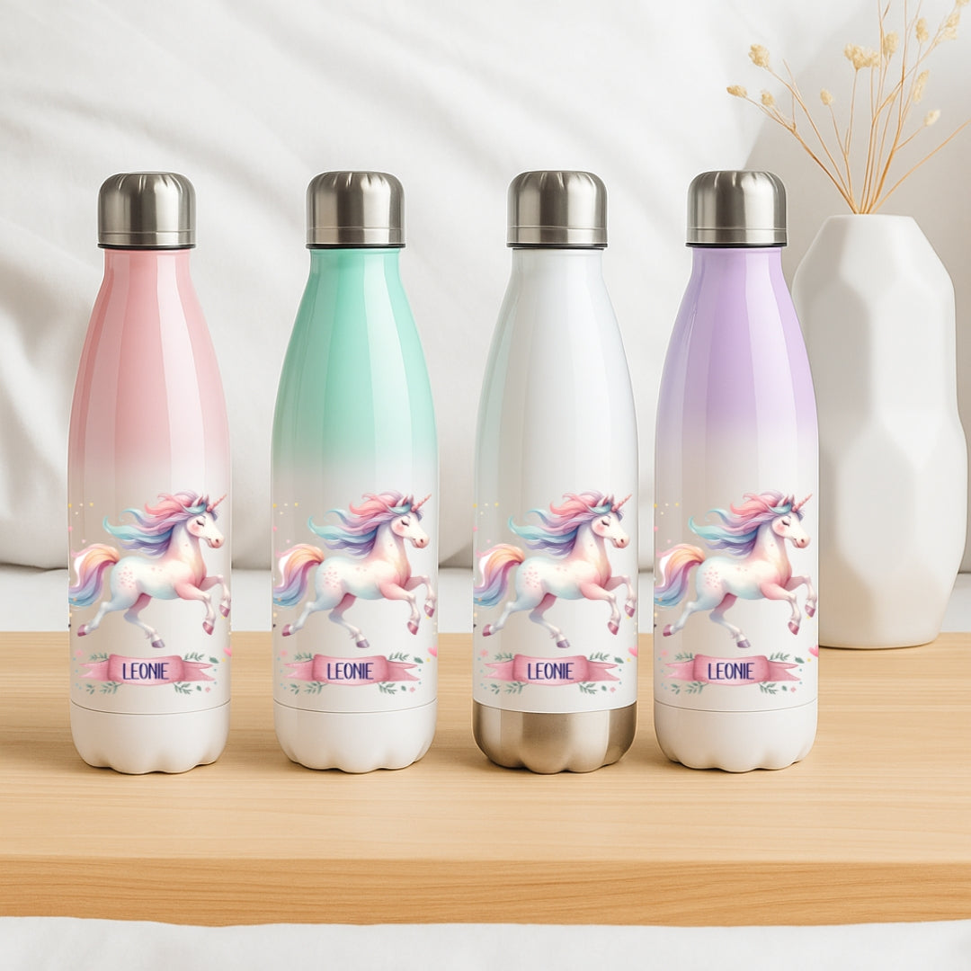 Thermo Trinkflasche für Mädchen personalisiert – Einhorn Motive