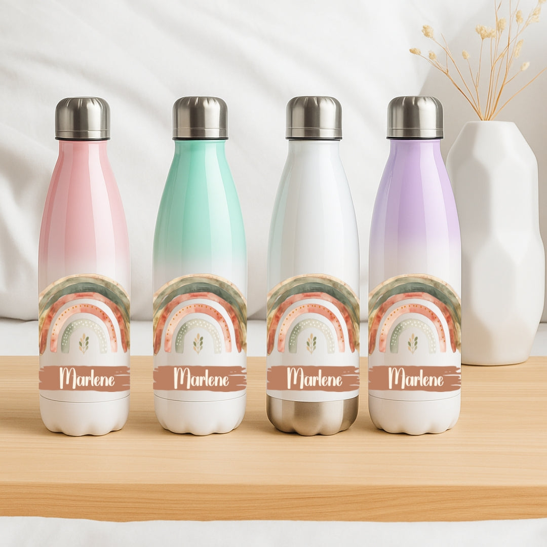 Isolierflasche für Kinder – Regenbogen Motive mit Namen