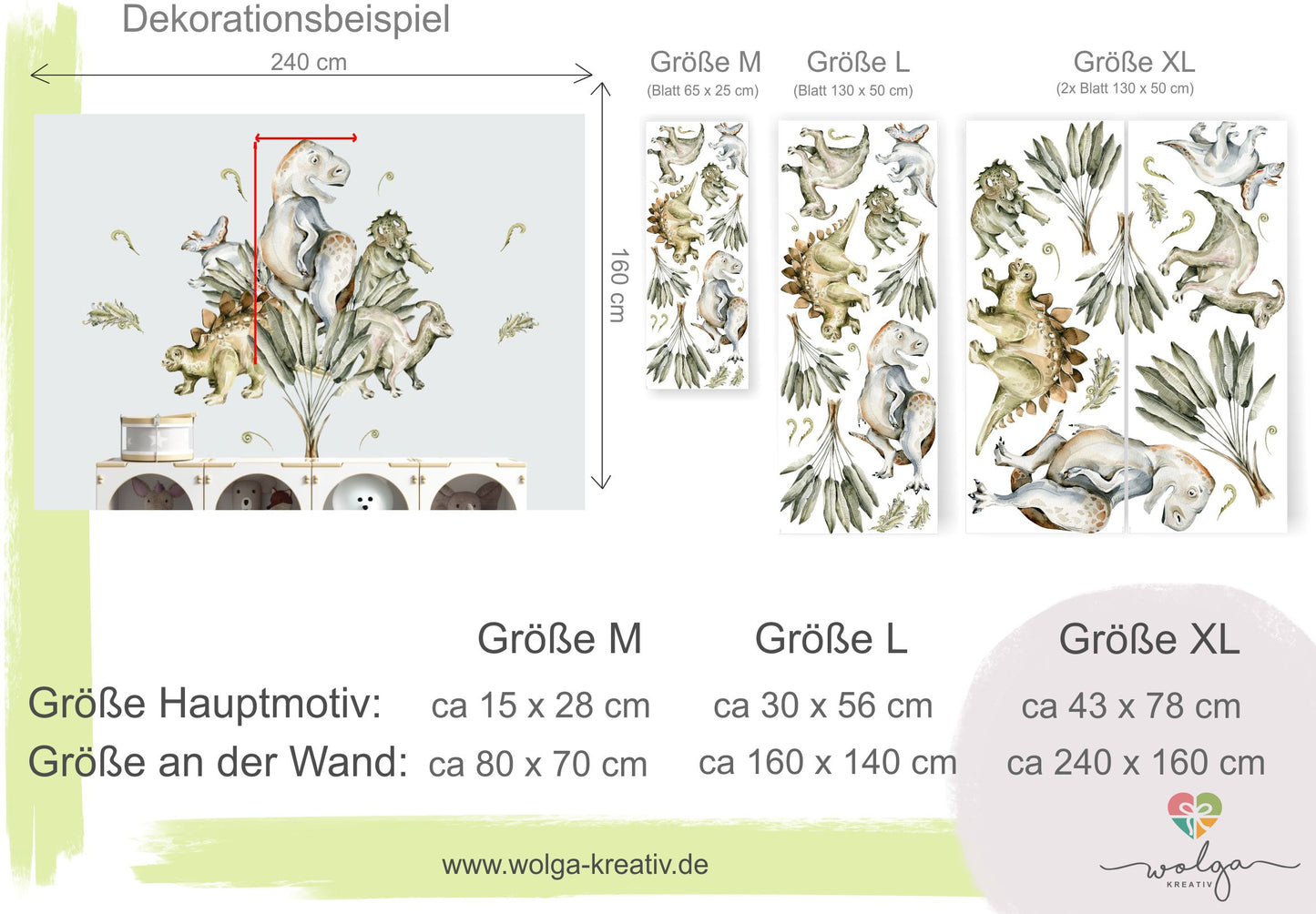 Wandsticker Kinderzimmer viele Dinos im Jungel