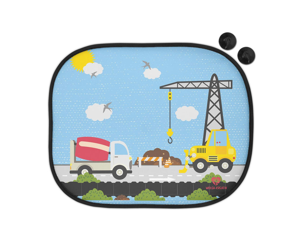 wolga-kreativ Sonnenschutz Auto Fenster Sonnenblende Verdunklung Baby  Kinder personalisiert für Seitenscheiben Bagger Lastwagen Bagger Junge mit  Name