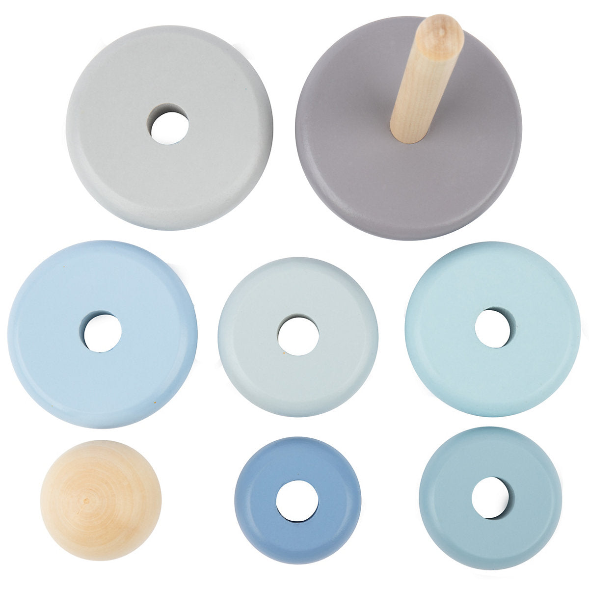 Bieco Baby Stapelturm Holz Baustein Pastell blau Steckpyramide Stapelspielzeug
