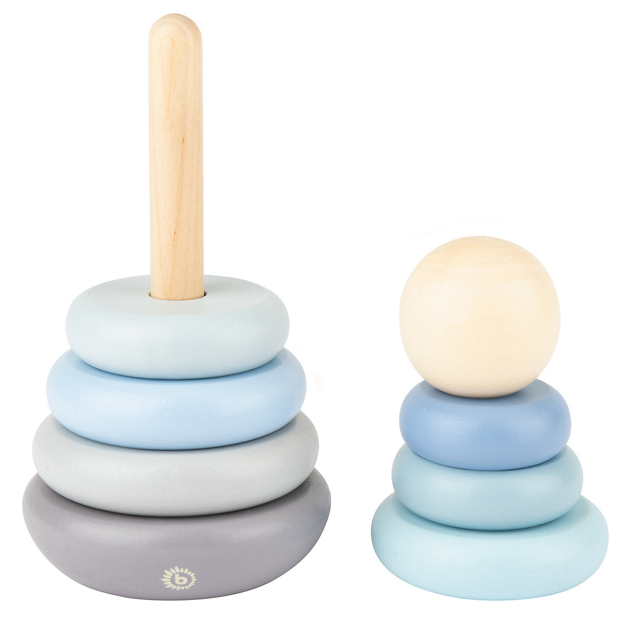 Bieco Baby Stapelturm Holz Baustein Pastell blau Steckpyramide Stapelspielzeug