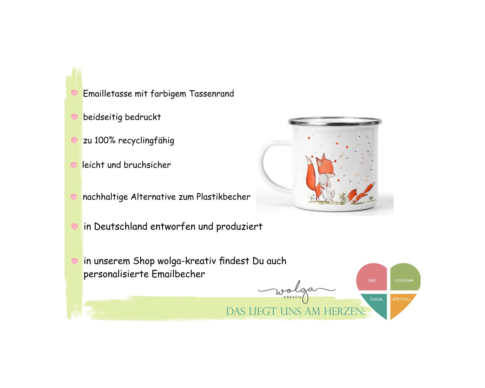 Emaille Tasse Flamingo mit Name - wolga-kreativ