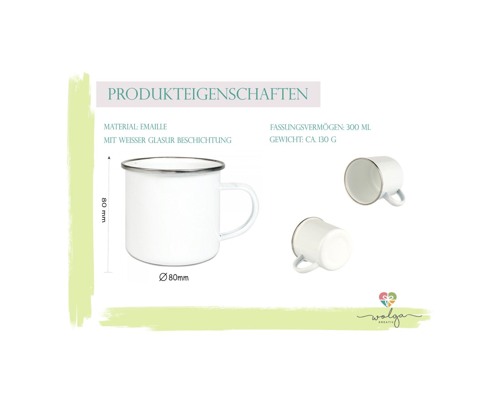 Emaille Tasse Flamingo mit Name - wolga-kreativ