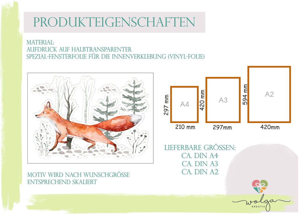 Fensterbild Weihnachtsdeko Fuchs im Wald - wolga-kreativ
