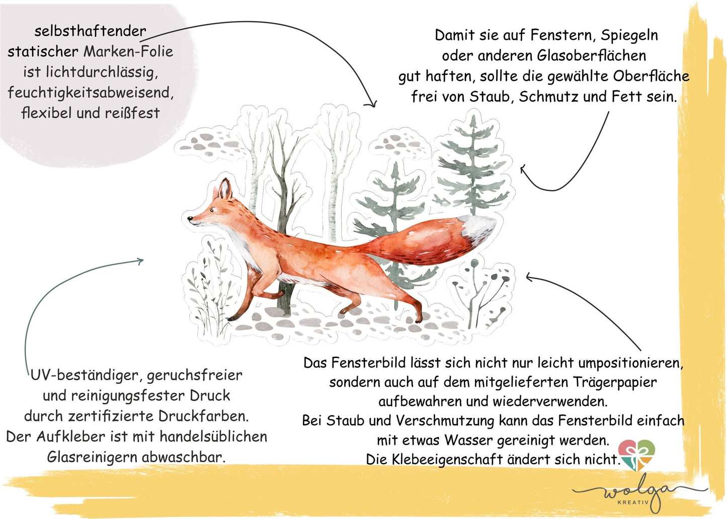 Fensterbild Weihnachtsdeko Fuchs im Wald - wolga-kreativ