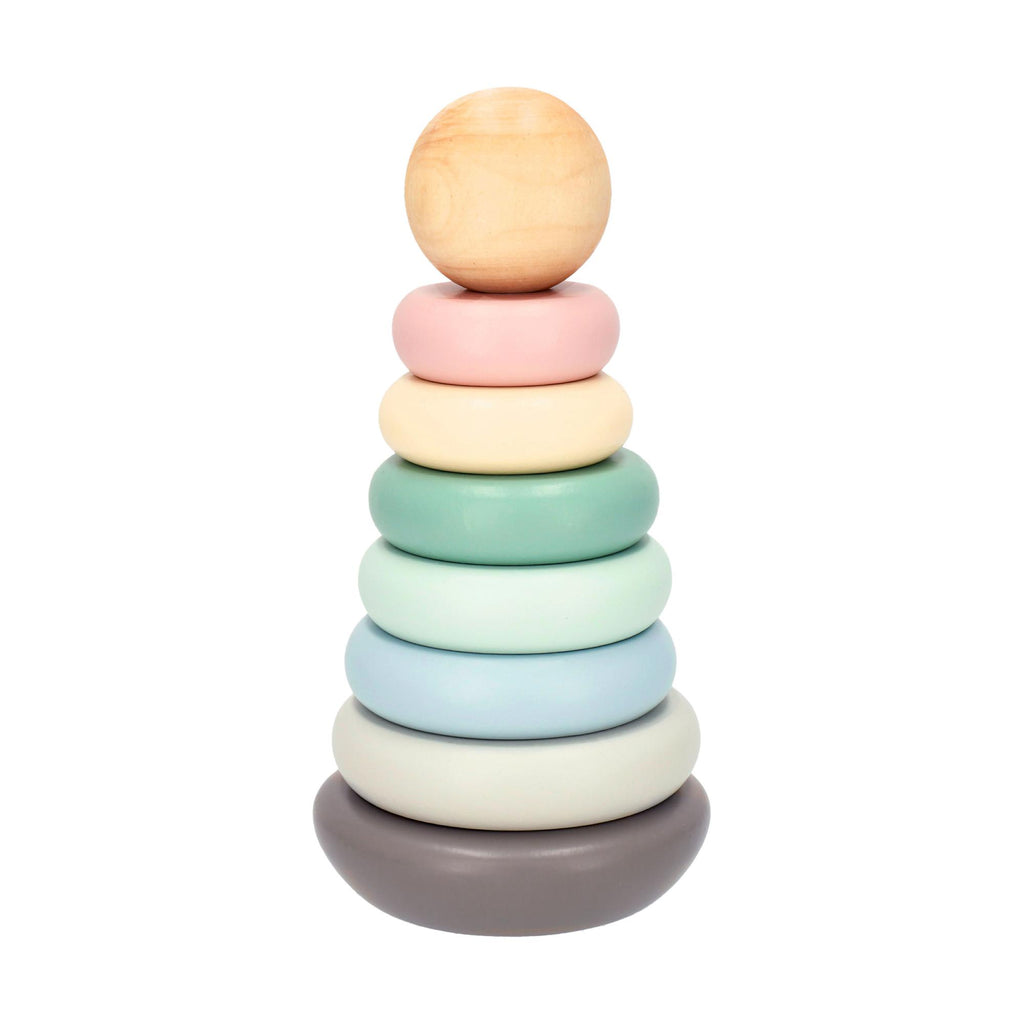 Bieco Baby Stapelturm Holz Baustein rosa-grün Steckpyramide Stapelspielzeug