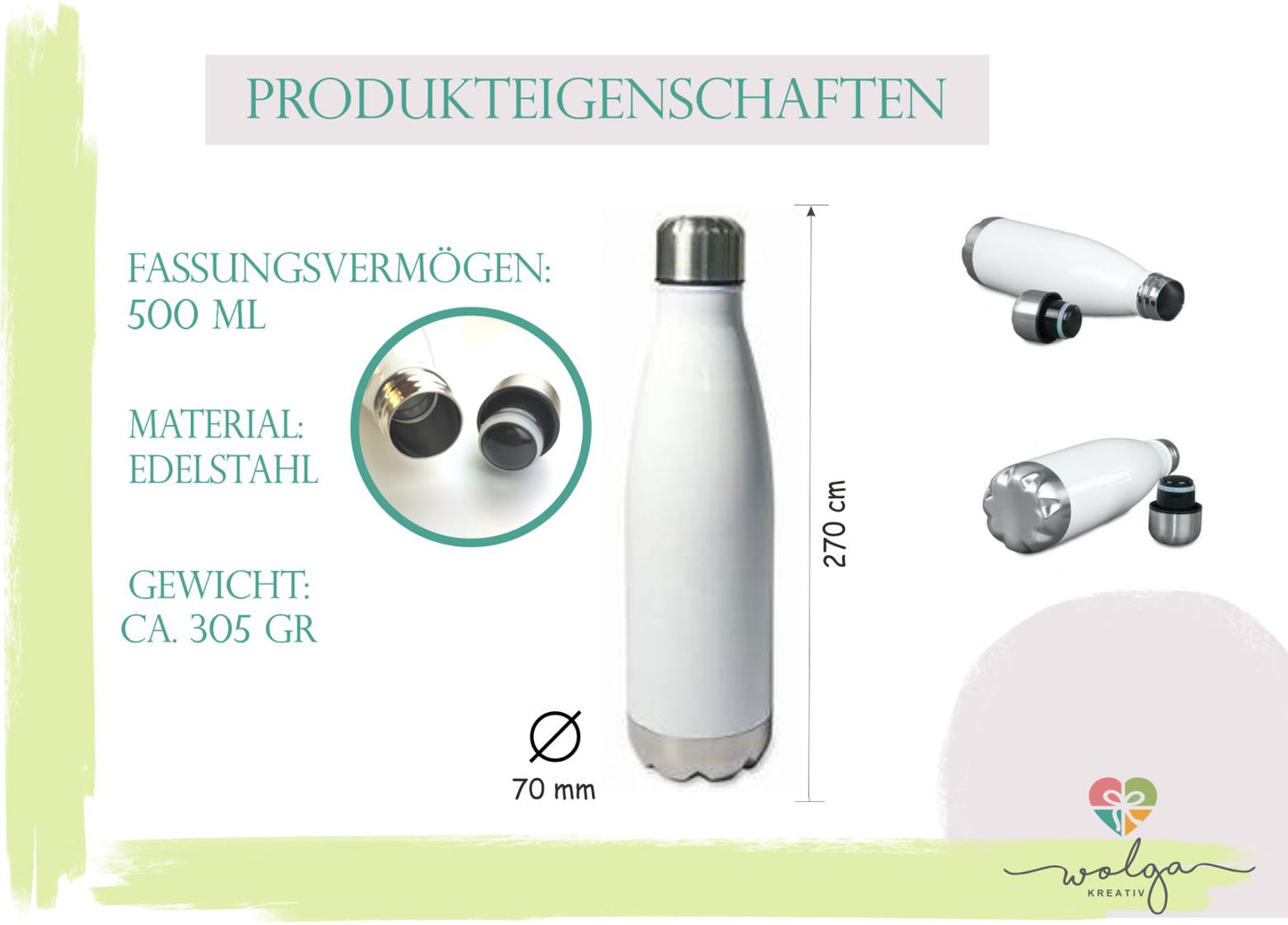 Thermoflasche Flamingo Blumen Wunschname