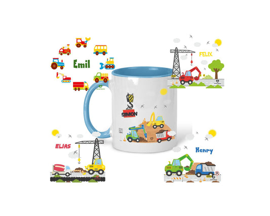 Kindertasse Baustelle mit Namen