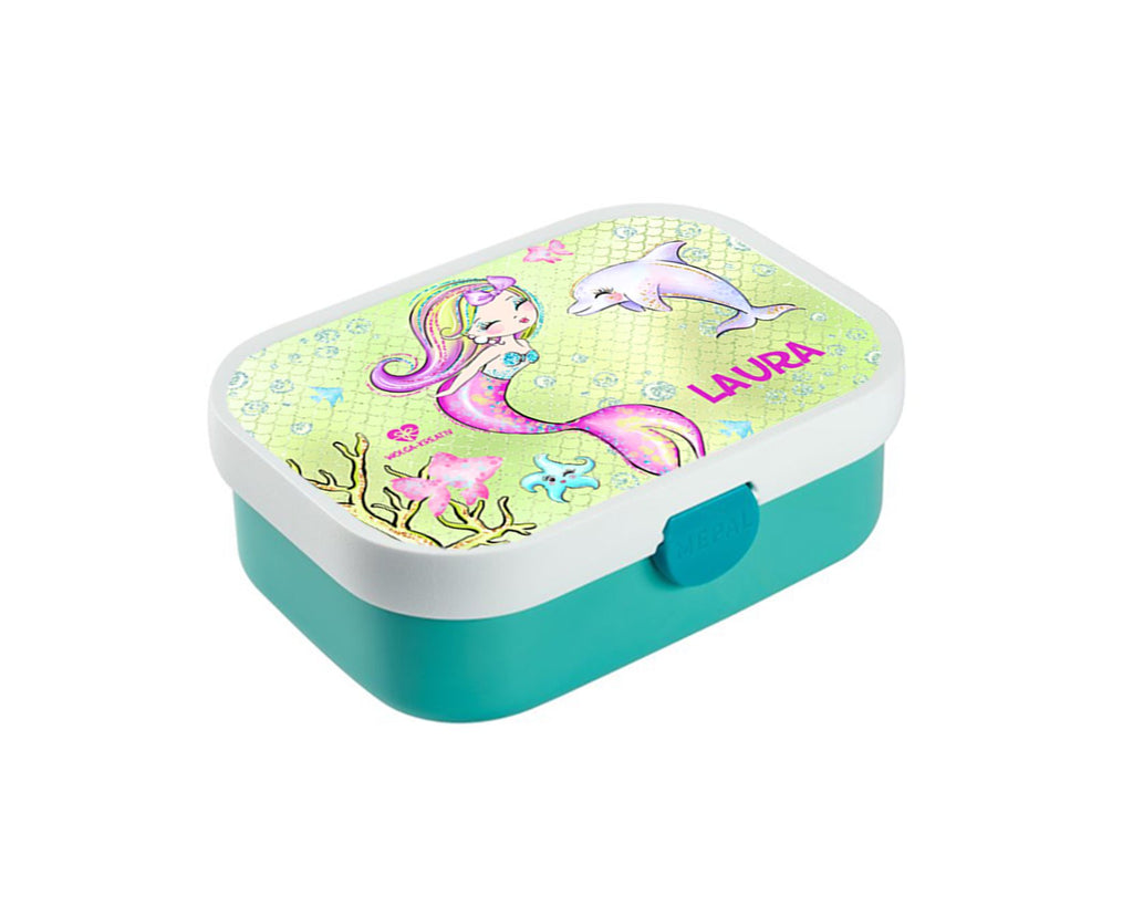 personalisierte Brotdose Bentobox Meerjungfrau Delfin Lunchbox Name wolga-kreativ
