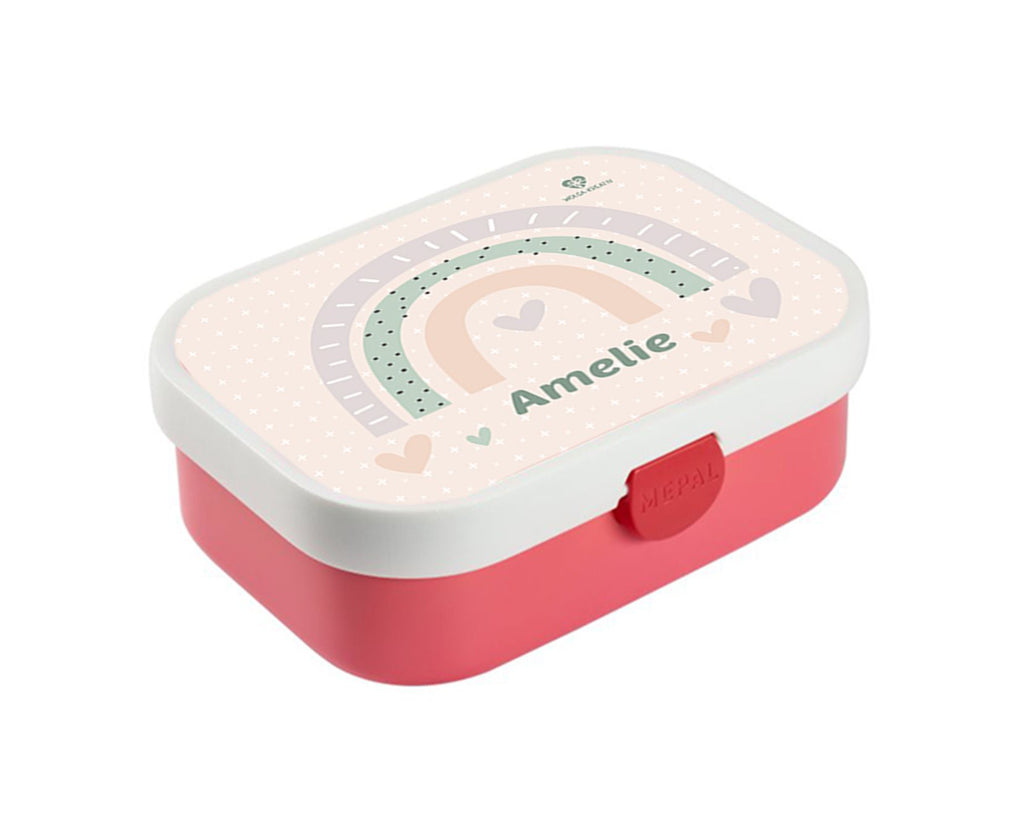 personalisierte Brotdose Bentobox Regenbogen Herz Lunchbox Name wolga-kreativ