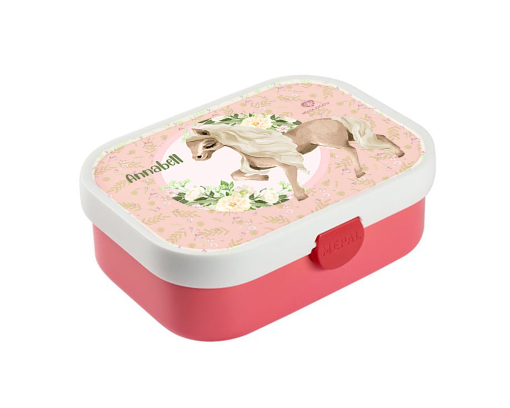 personalisierte Brotdose Bentobox Pony Blumen Lunchbox Name wolga-kreativ
