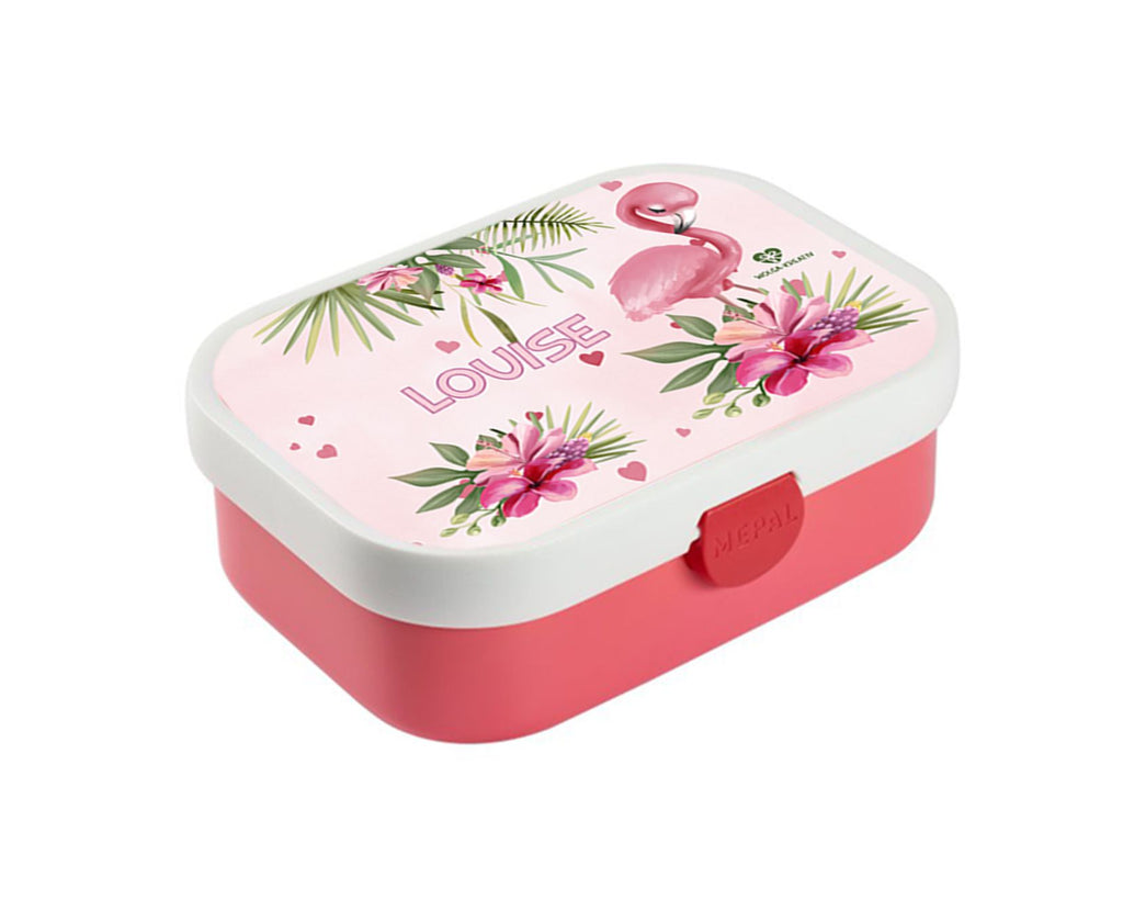 personalisierte Brotdose Bentobox Flamingo Blumen Lunchbox Name wolga-kreativ