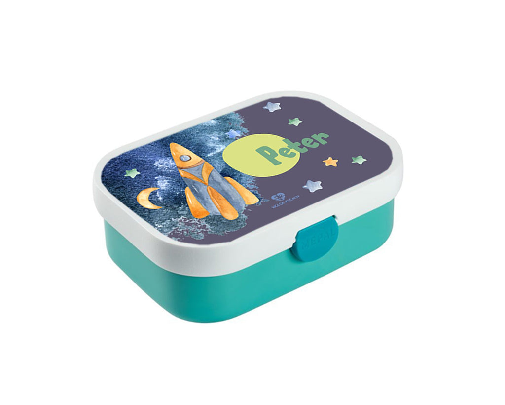 personalisierte Brotdose Bentobox Rakete Sterne Lunchbox Name wolga-kreativ