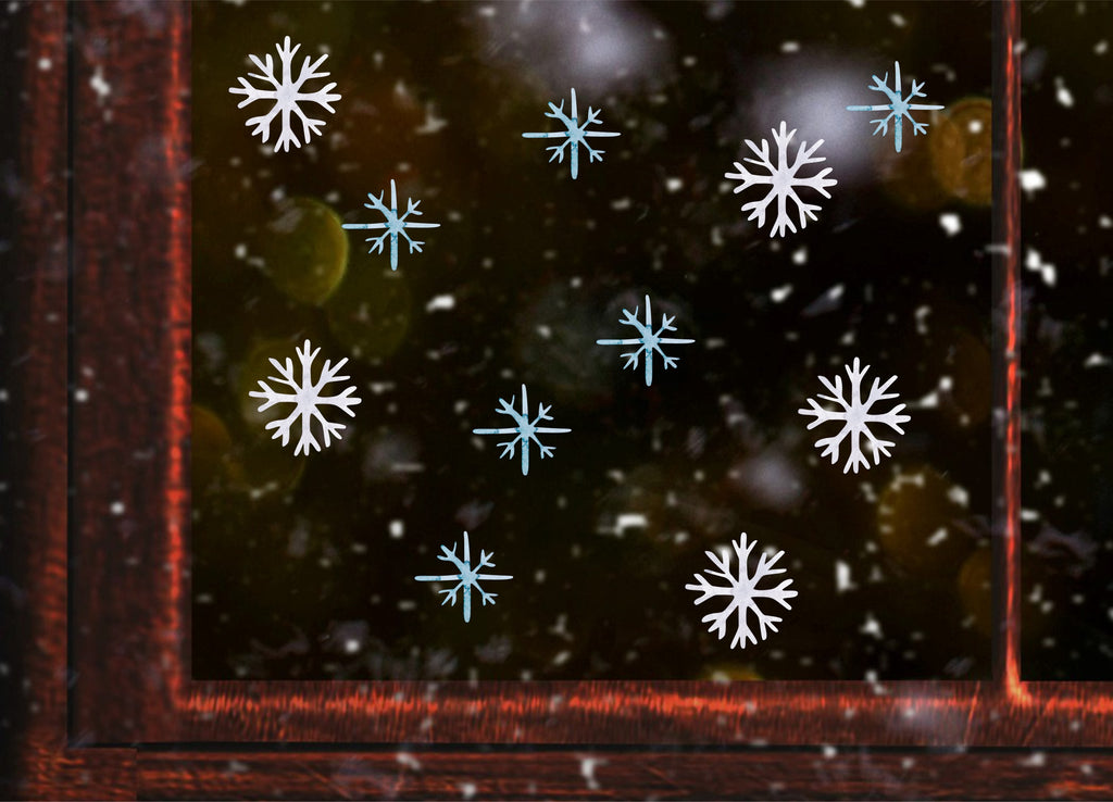 Fensterbild Weihnachtsdeko Schneeflocken - wolga-kreativ