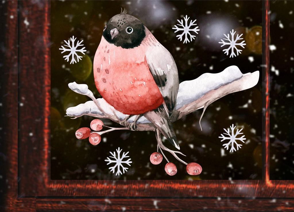 Fensterbild Weihnachtsdeko Vogel - wolga-kreativ