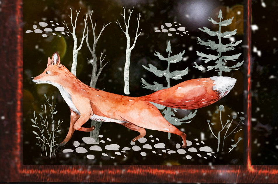 Fensterbild Weihnachtsdeko Fuchs im Wald - wolga-kreativ