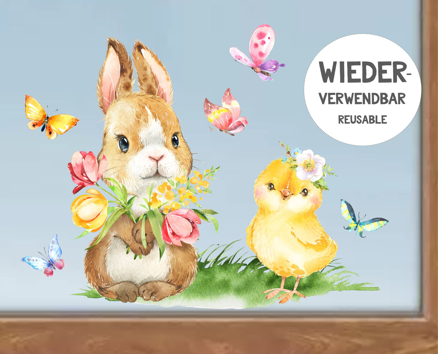 Fensteraufkleber Hase Küken Ostern - wolga-kreativ