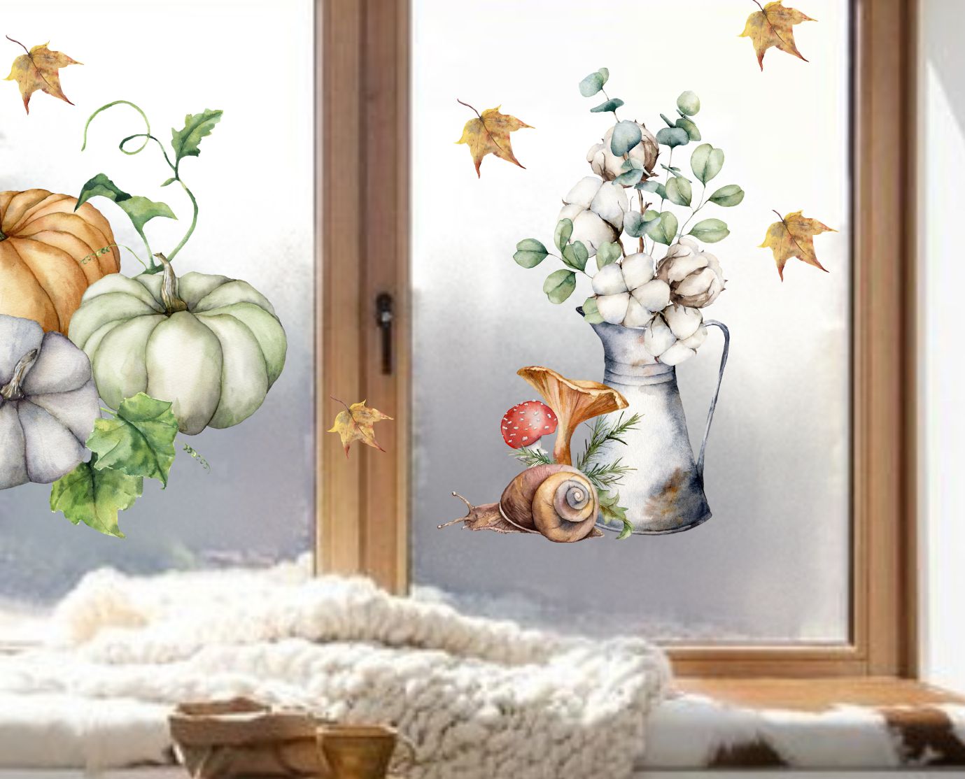 fensterbild fensteraufkleber herbst kürbis schnecke