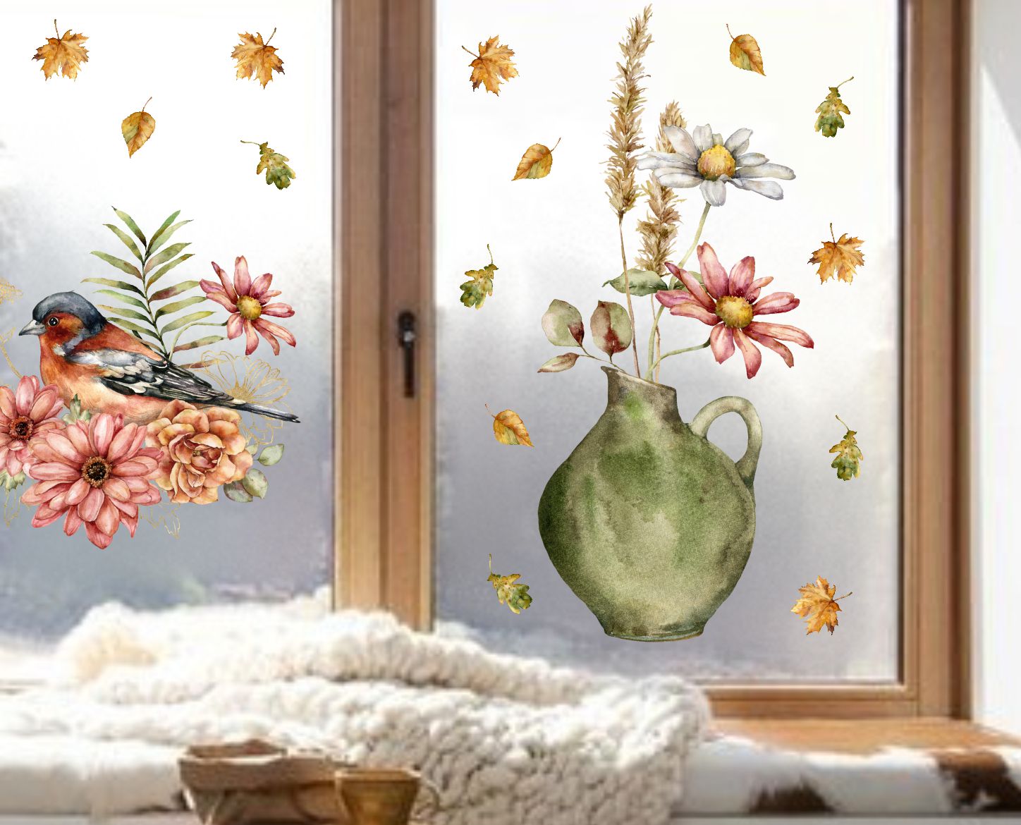 fenster decko fensterbild herbst Blumen wolga-kreativ