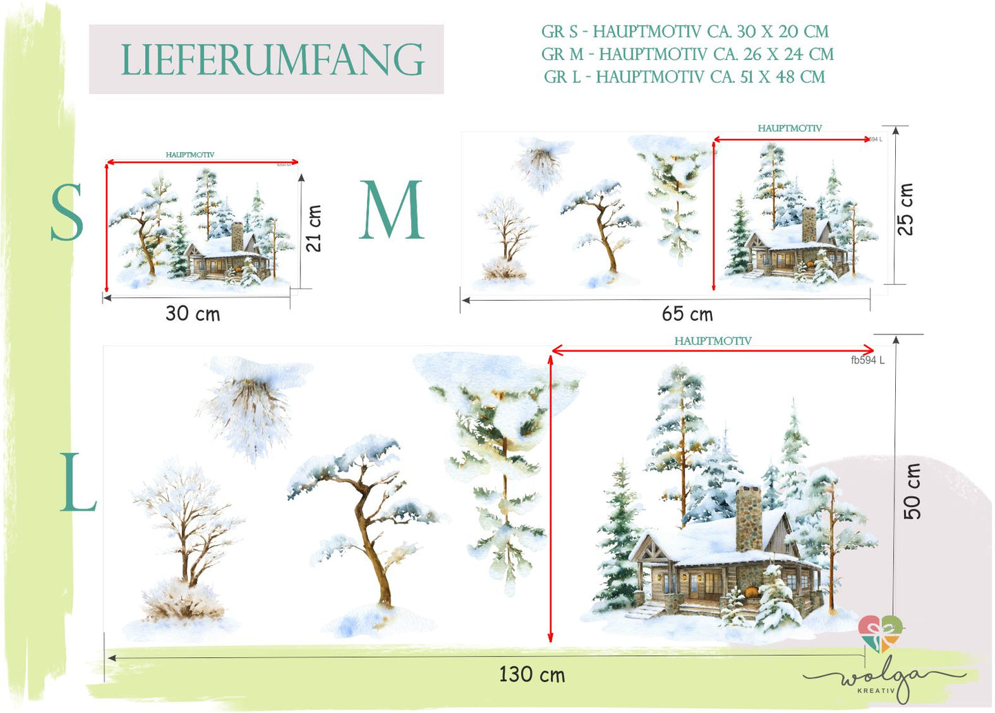 Fensteraufkleber Winter Haus Wald