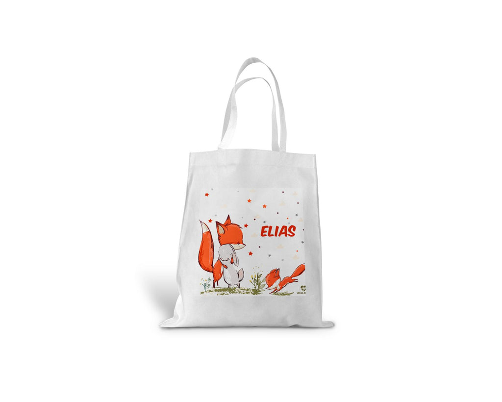 kindertasche stofftasche personalisiert Fuchs und Hase name bedruckt wolga-kreativ  