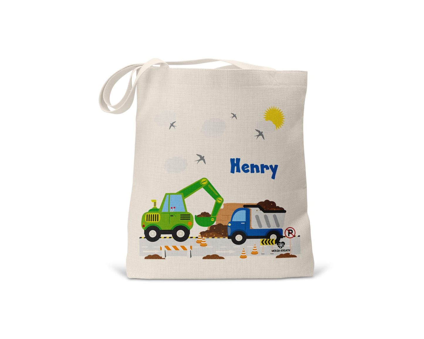 kindertasche stofftasche personalisiert bio Lastwagen name bedruckt wolga-kreativ  