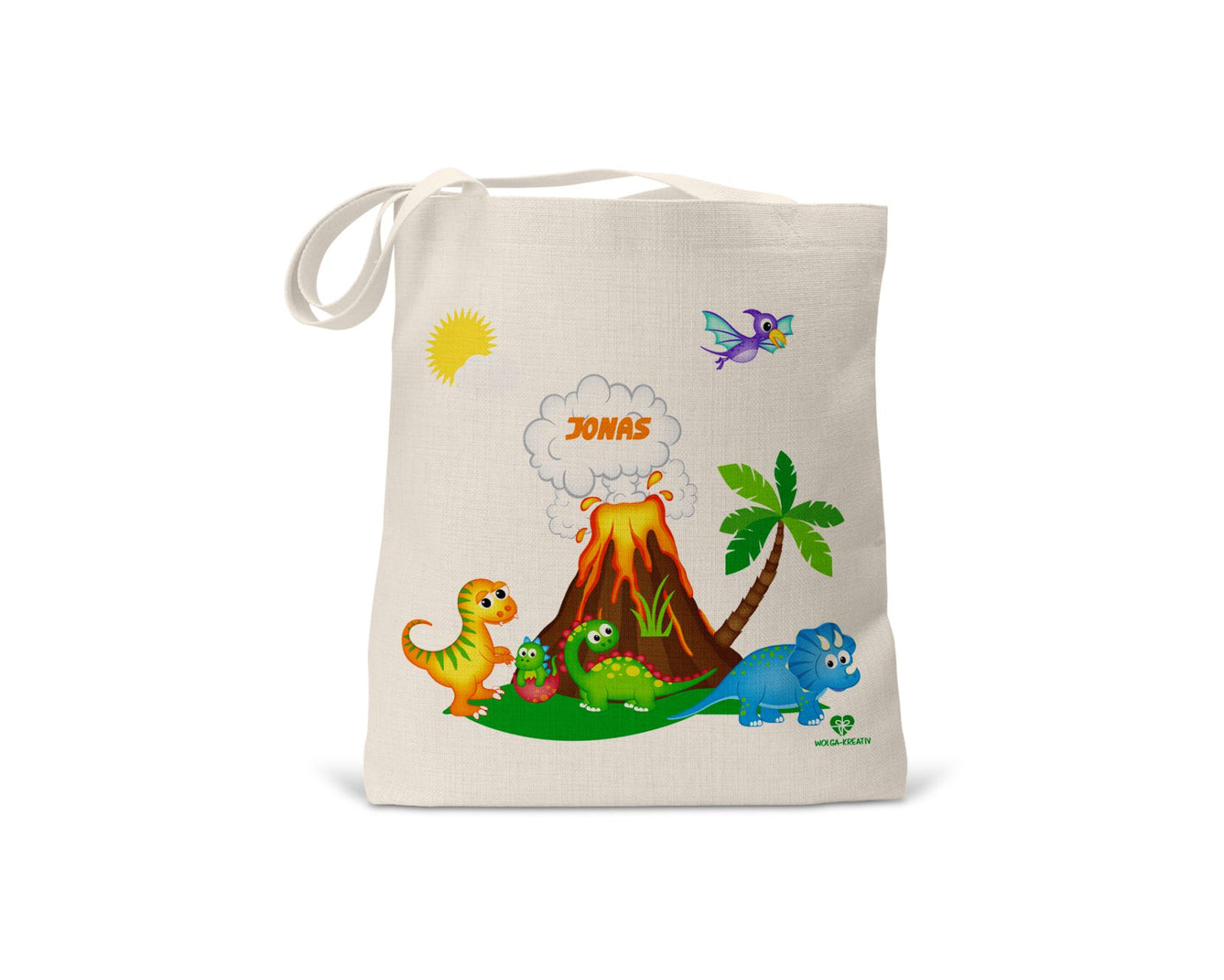 kindertasche stofftasche personalisiert bio Dinoinsel name bedruckt wolga-kreativ  