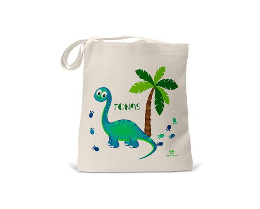 kindertasche stofftasche personalisiert bio Dino Palme name bedruckt wolga-kreativ  