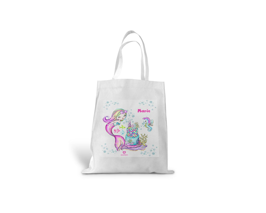 kindertasche stofftasche personalisiert Meerjungfrau Geburtstag name bedruckt wolga-kreativ  
