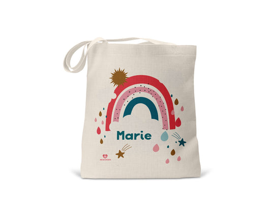 kindertasche stofftasche personalisiert bio Regenbogen Sonne name bedruckt wolga-kreativ  