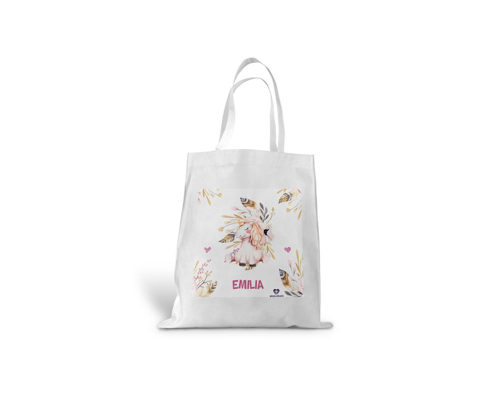 kindertasche stofftasche personalisiert Einhorn Federn name bedruckt wolga-kreativ  