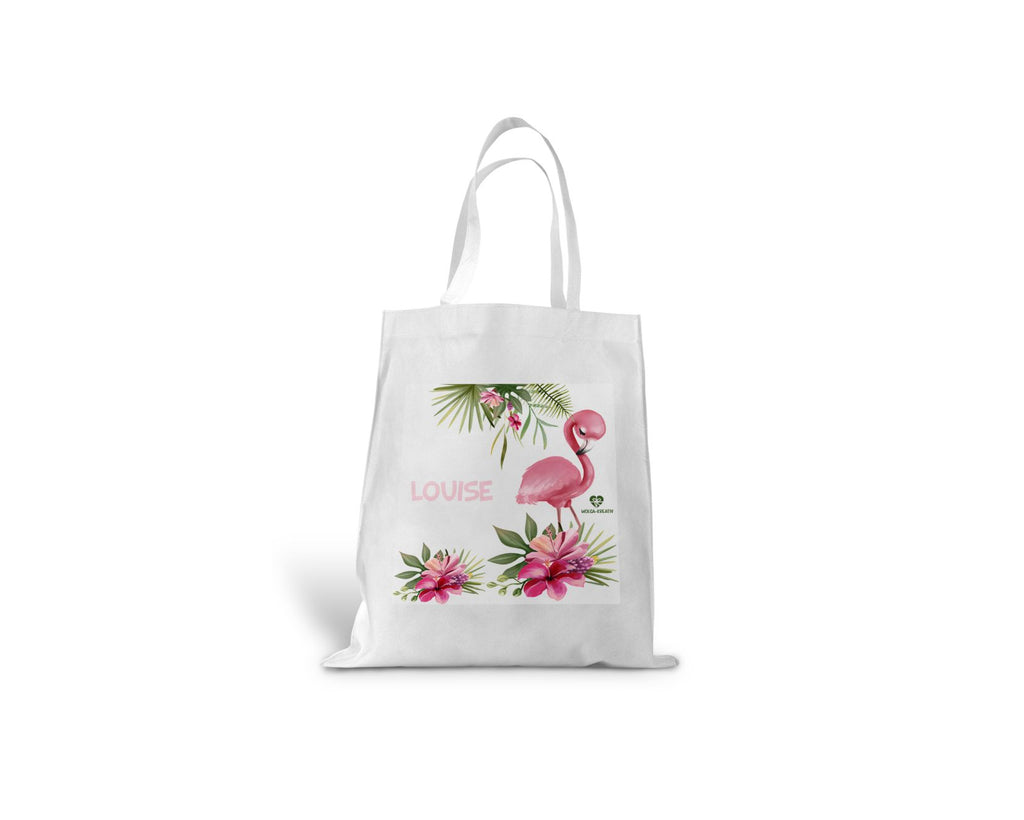 kindertasche stofftasche personalisiert Flamingo Blumen name bedruckt wolga-kreativ  