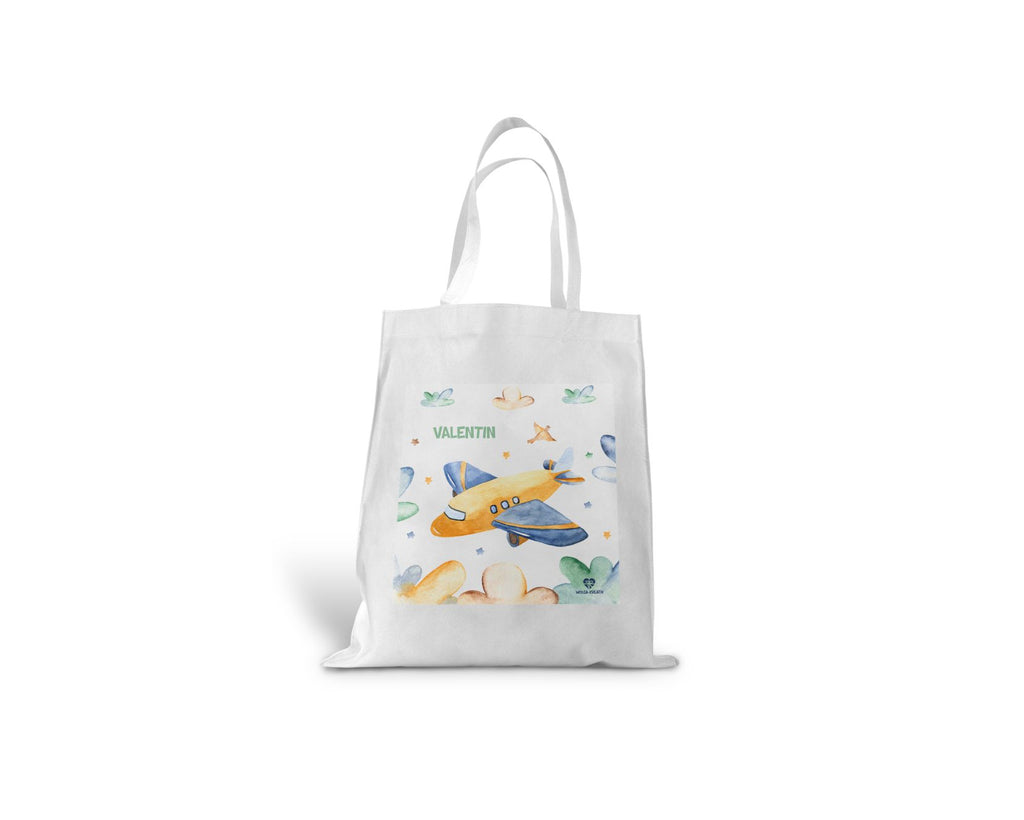 kindertasche einkaufstasche flugzeug mit name wolga-kreativ