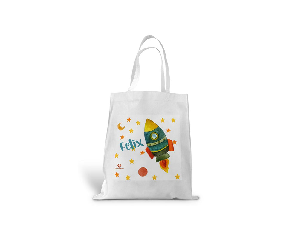 kindertasche stofftasche personalisiert Rakete name bedruckt wolga-kreativ  