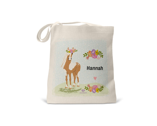 kindertasche stofftasche personalisiert bio Pony name bedruckt wolga-kreativ  