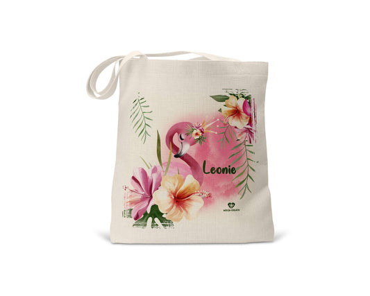 kindertasche stofftasche personalisiert bio Flamingo name bedruckt wolga-kreativ  