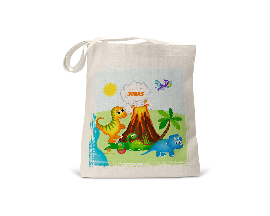 kindertasche stofftasche personalisiert bio Dinoinsel name bedruckt wolga-kreativ  