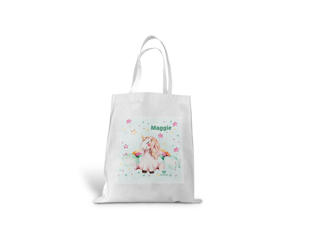 kindertasche stofftasche personalisiert Einhorn Regenbogen name bedruckt wolga-kreativ  