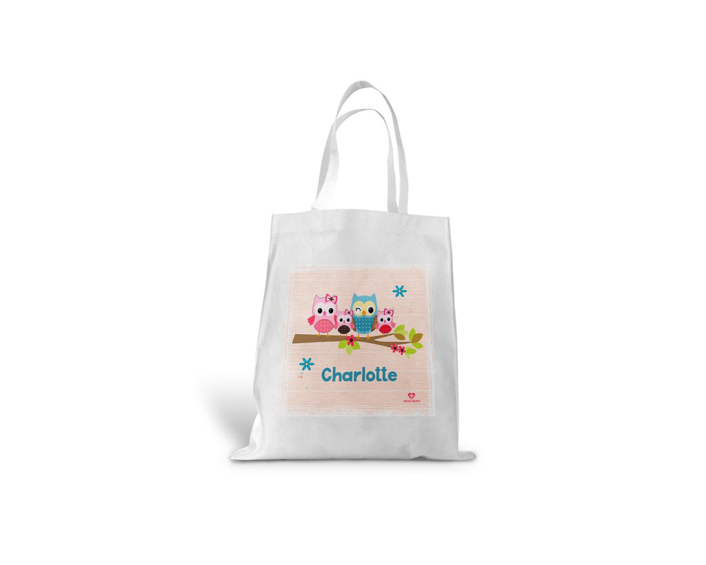 kindertasche stofftasche personalisiert Eulenfamilie name bedruckt wolga-kreativ  