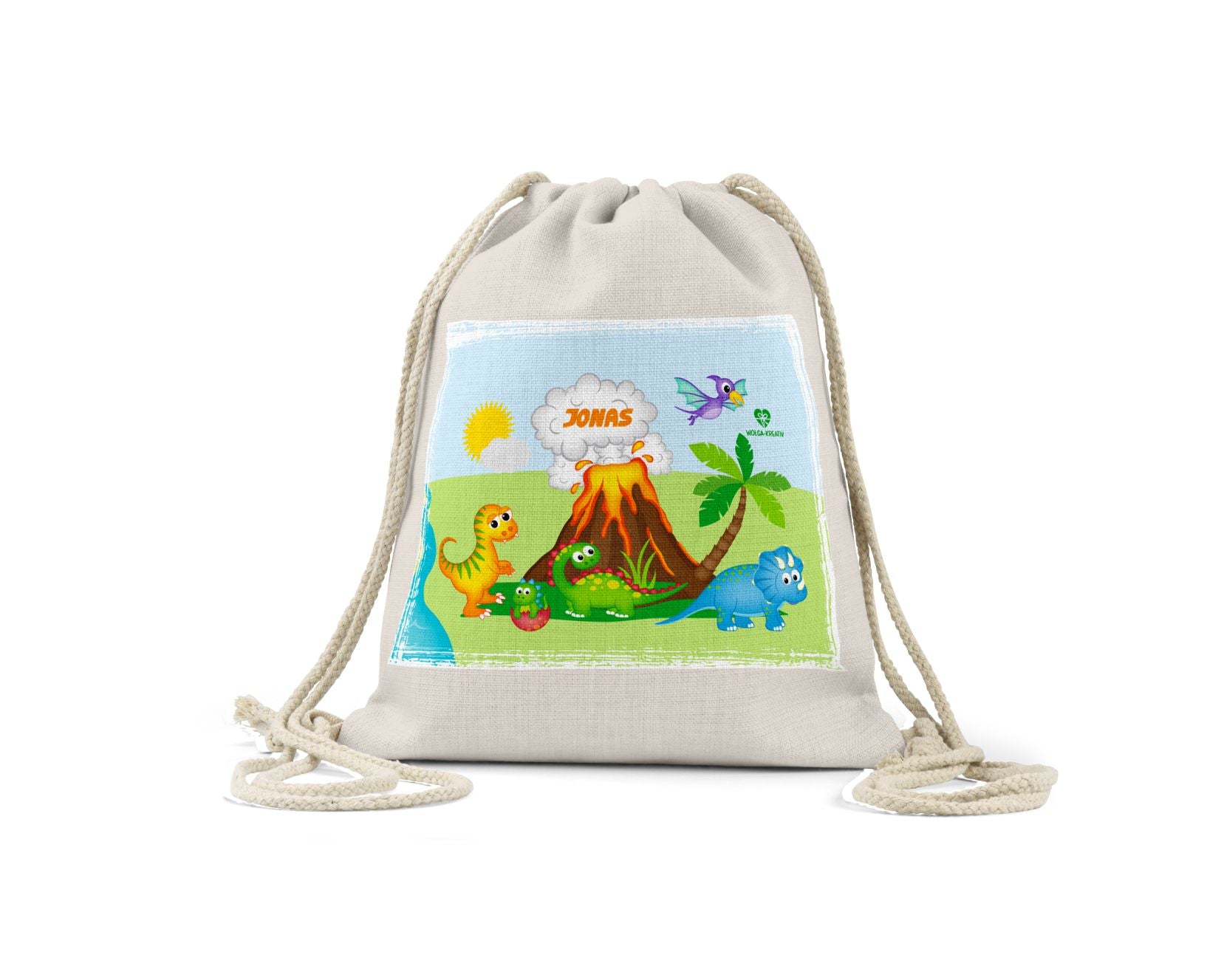 turnbeutel stoffrucksack dinoinsel mit name wolga-kreativ