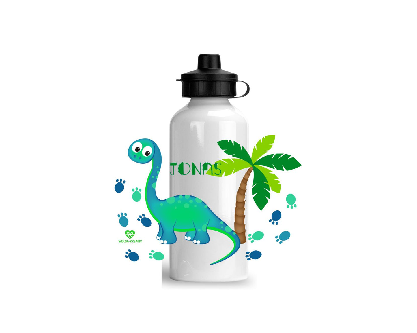 Alu Trinkflasche Dino Palme personalisiert