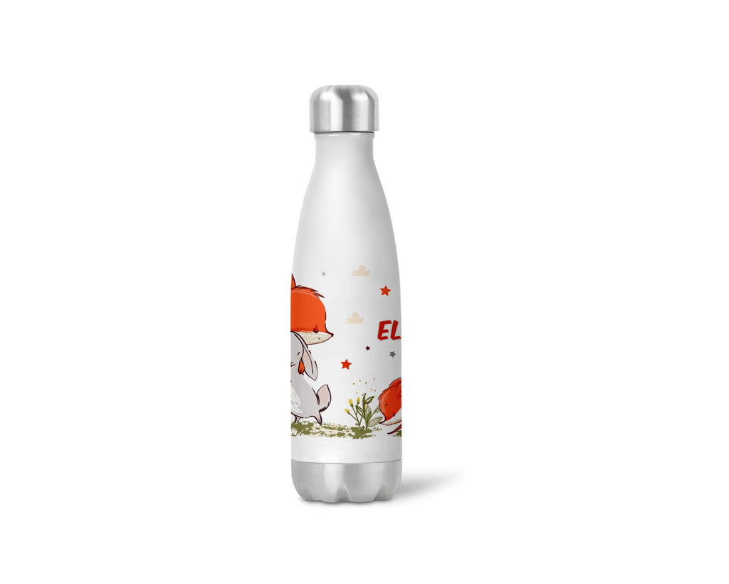thermoflasche isolierflasche trinkflasche personalisiert Fuchs und Hase wolga-kreativ