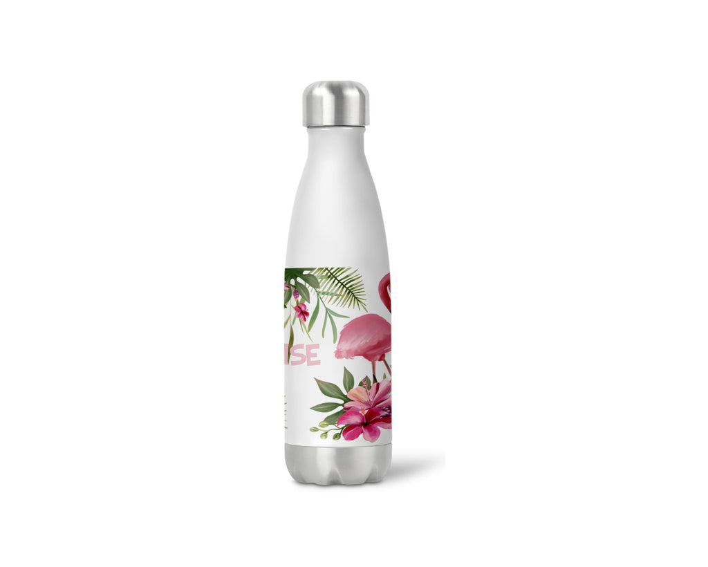 thermoflasche isolierflasche trinkflasche personalisiert Flamingo Blumen wolga-kreativ