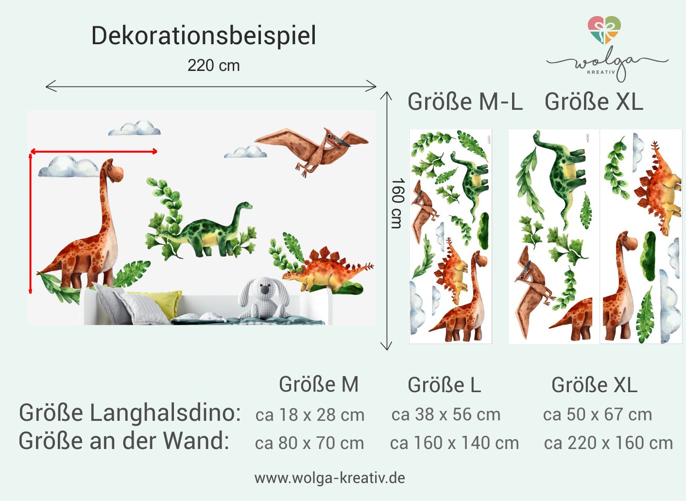 Wandtattoo Langhalsdino