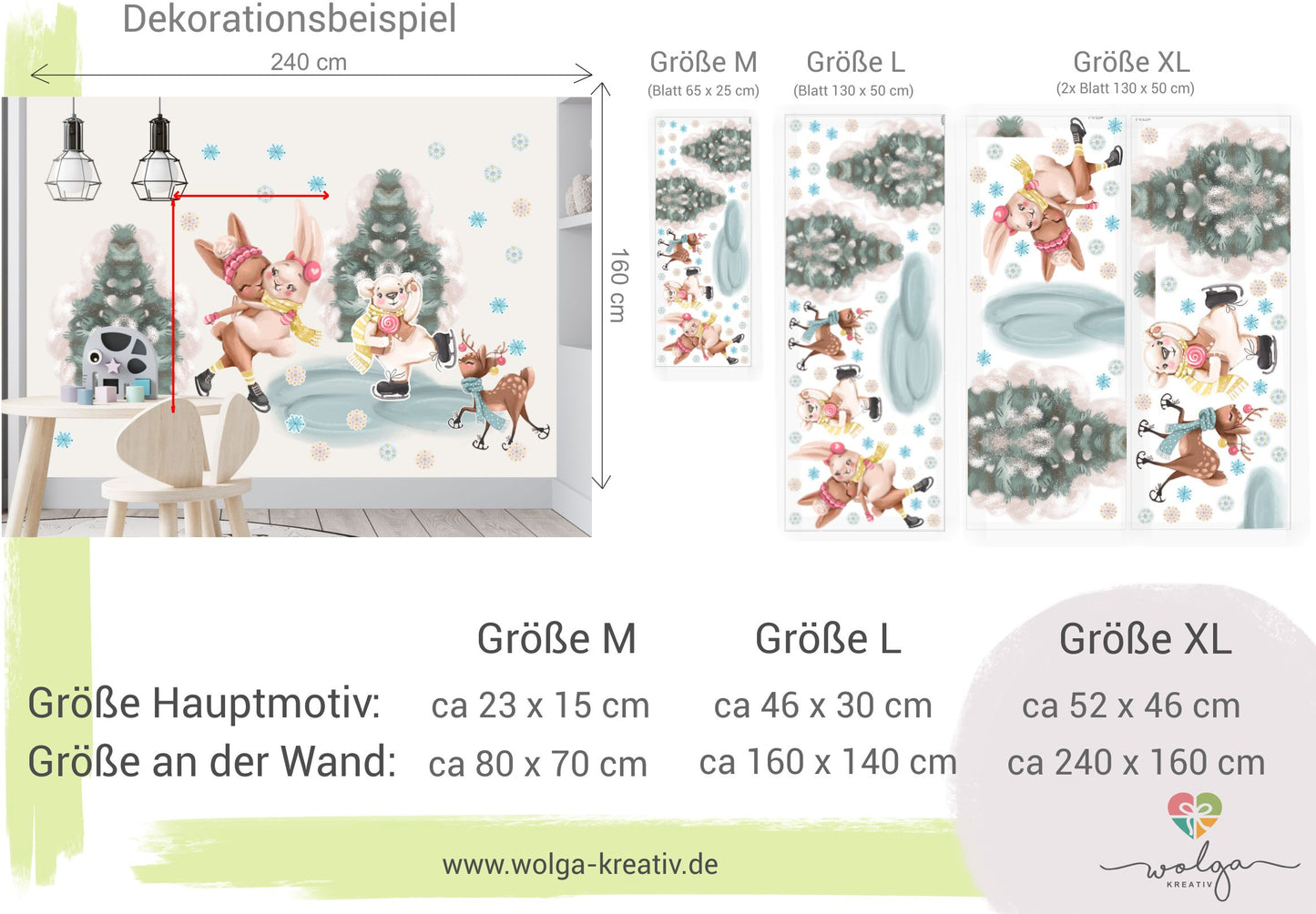 Wandsticker Waldtiere Winter Weihnachten